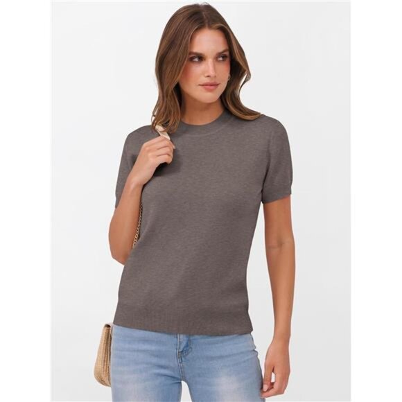 Womens Wool Blend Crew Neck Sweater Shirts - Picture 3 of 7